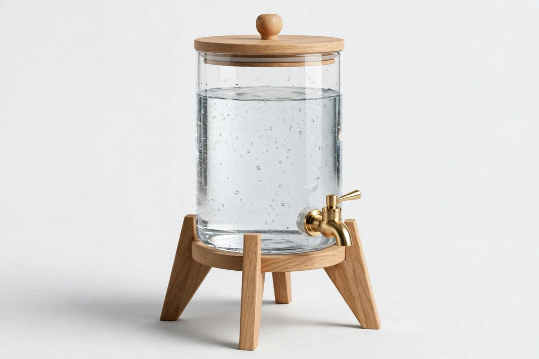 Glass Water Dispenser with Natural Wooden Stand